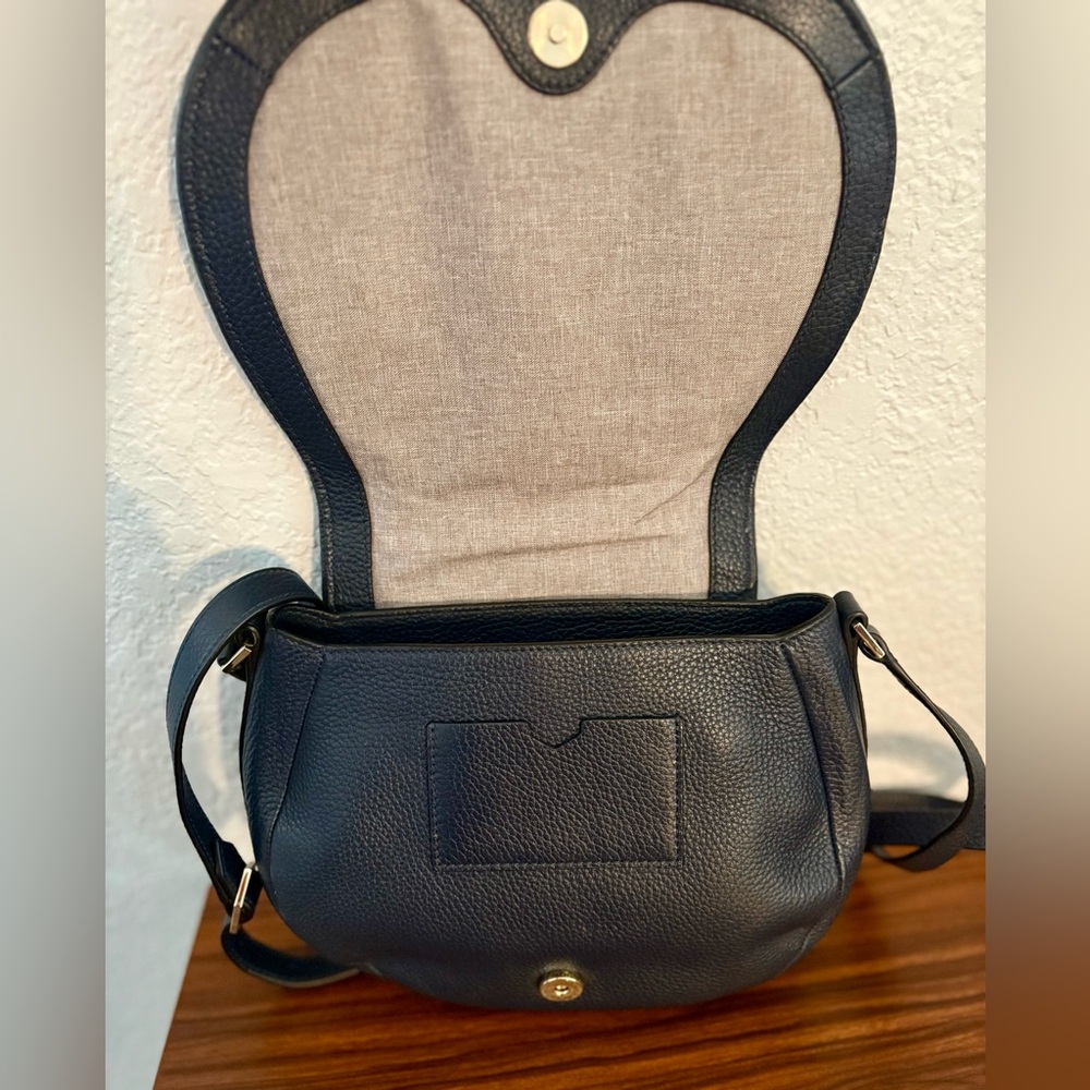 Welden Navy Leather Crossbody Bag - Picture 2 of 3